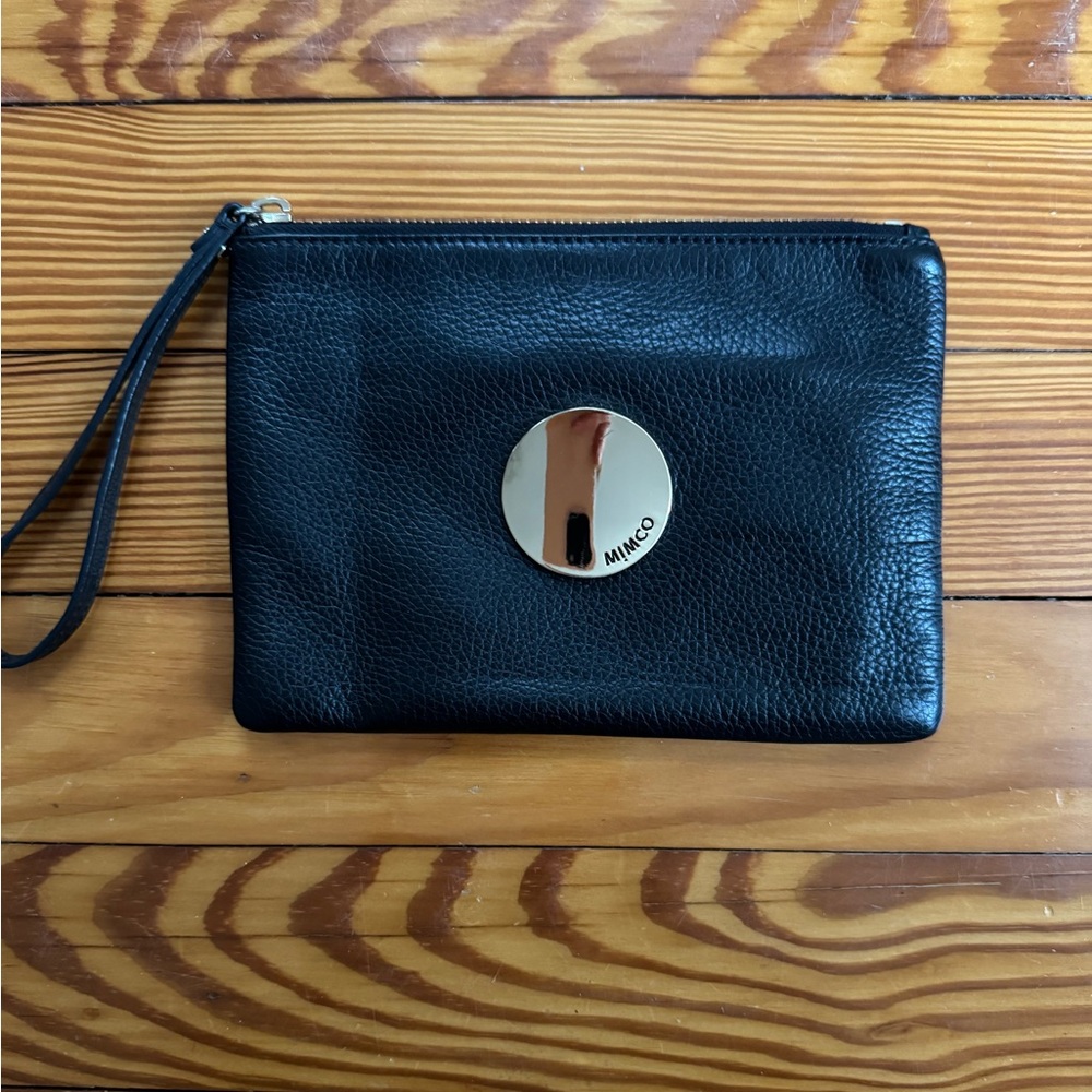 Mimco Black Clutch with Gold Accent
